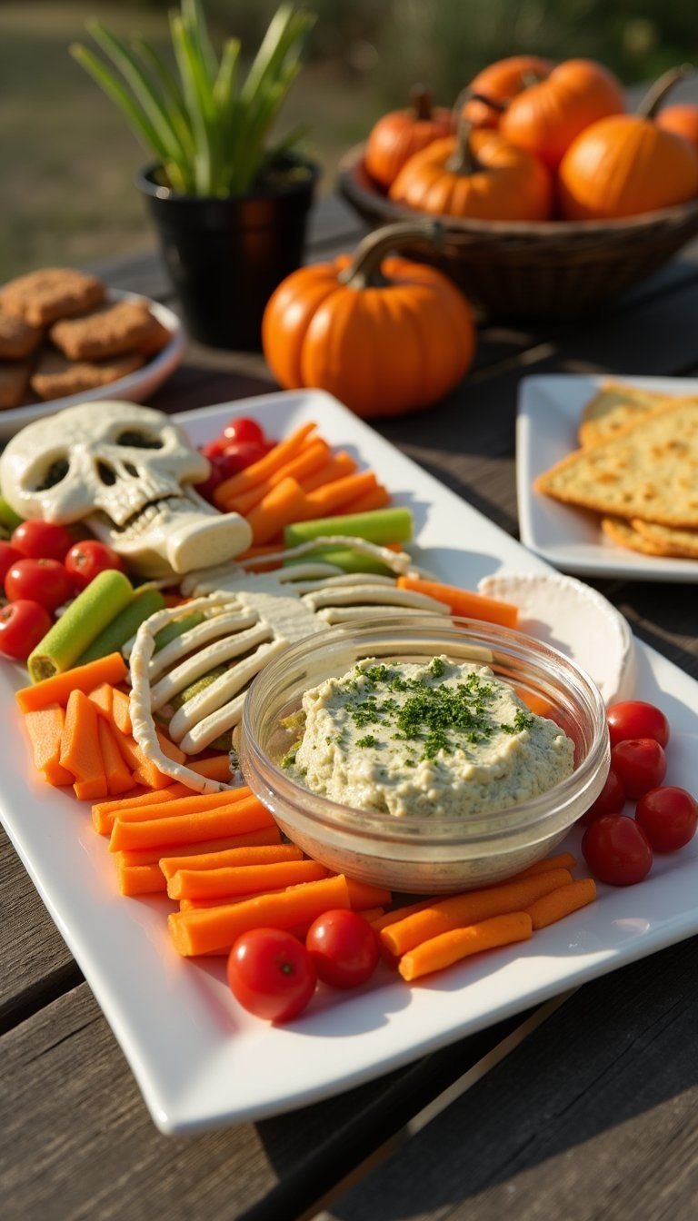 Skeleton Veggie Platter With Greek Dip