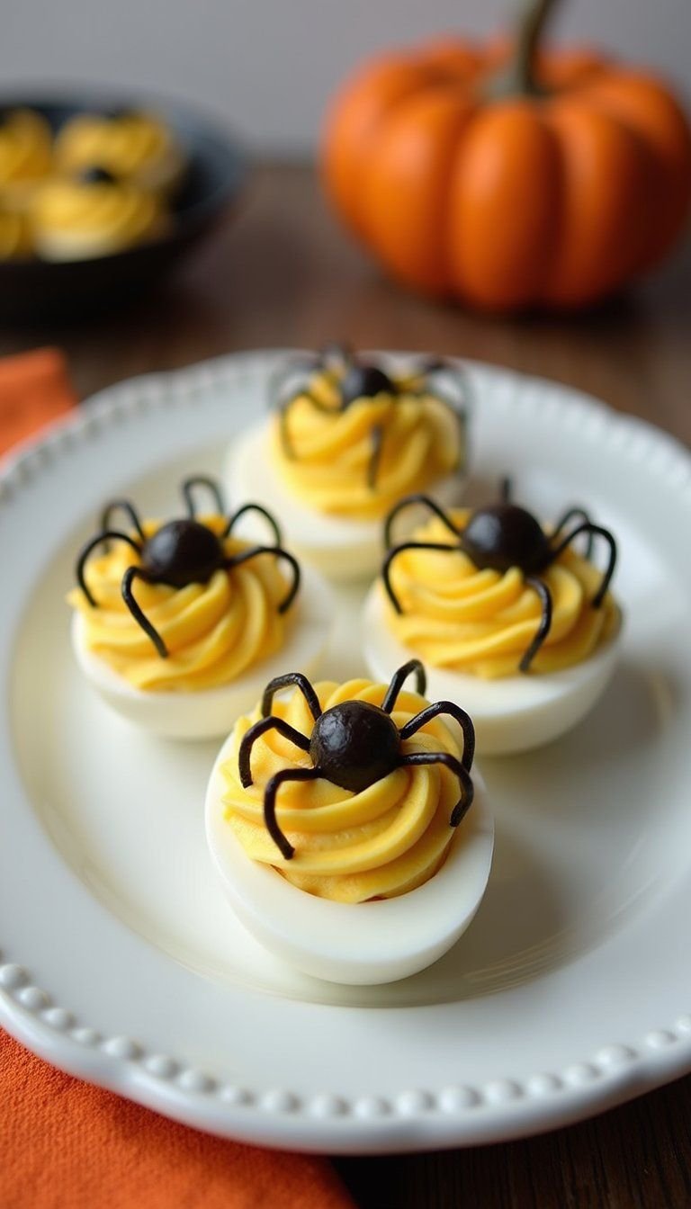Spider Deviled Eggs With Olive Legs