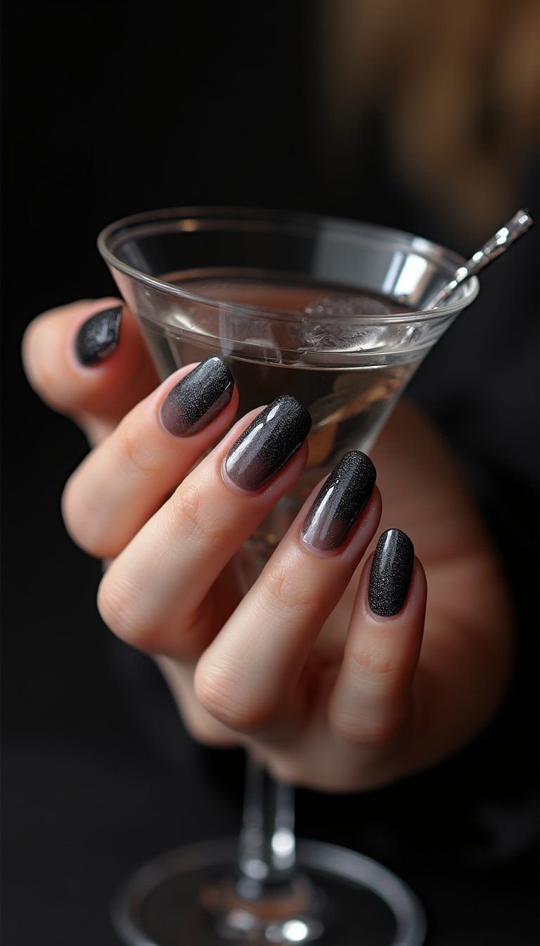 Bat Wing French Nails With Smoky Gradient Finish