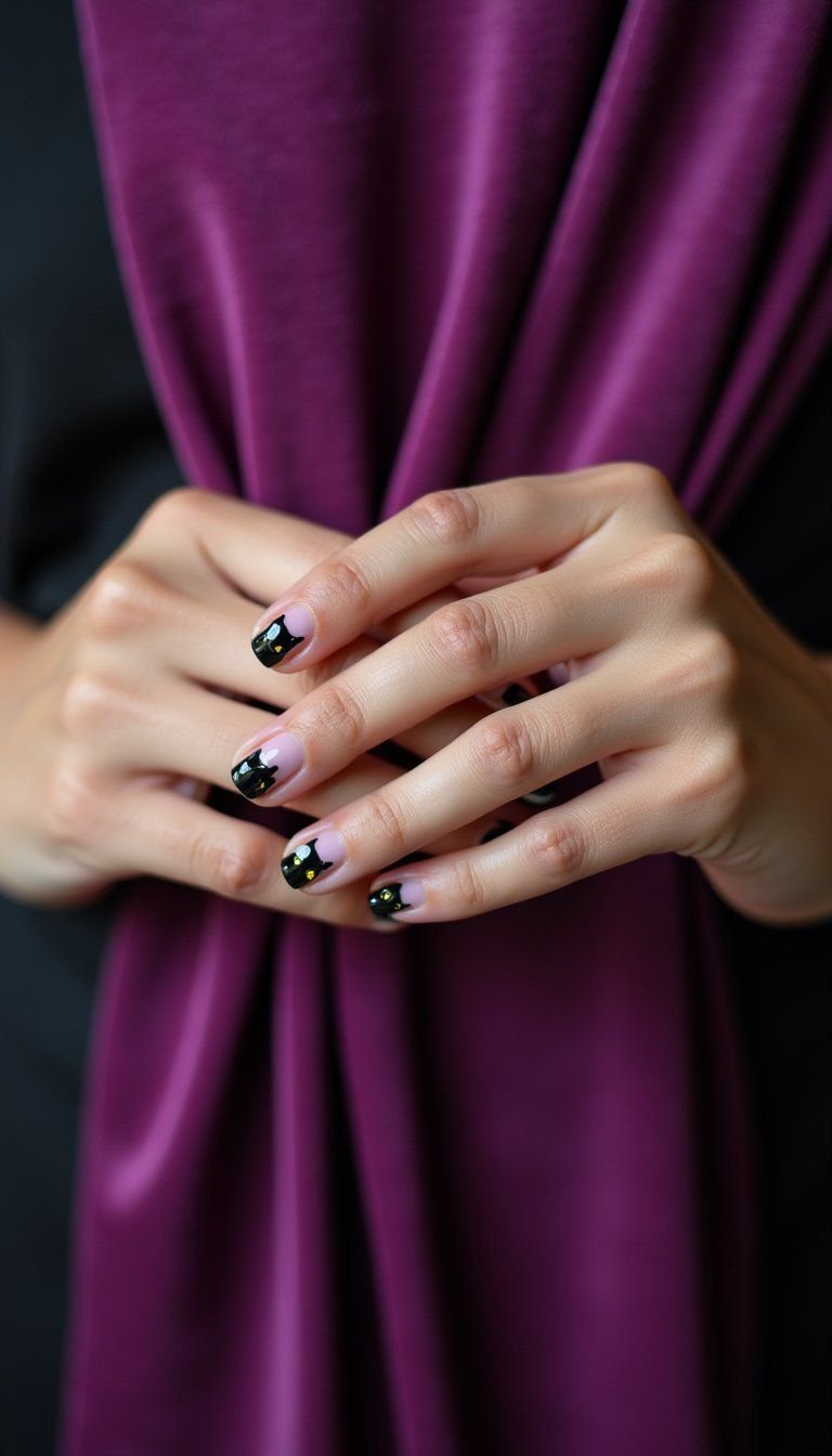 Black Cat Silhouette Accent Nails For Cute Vibes