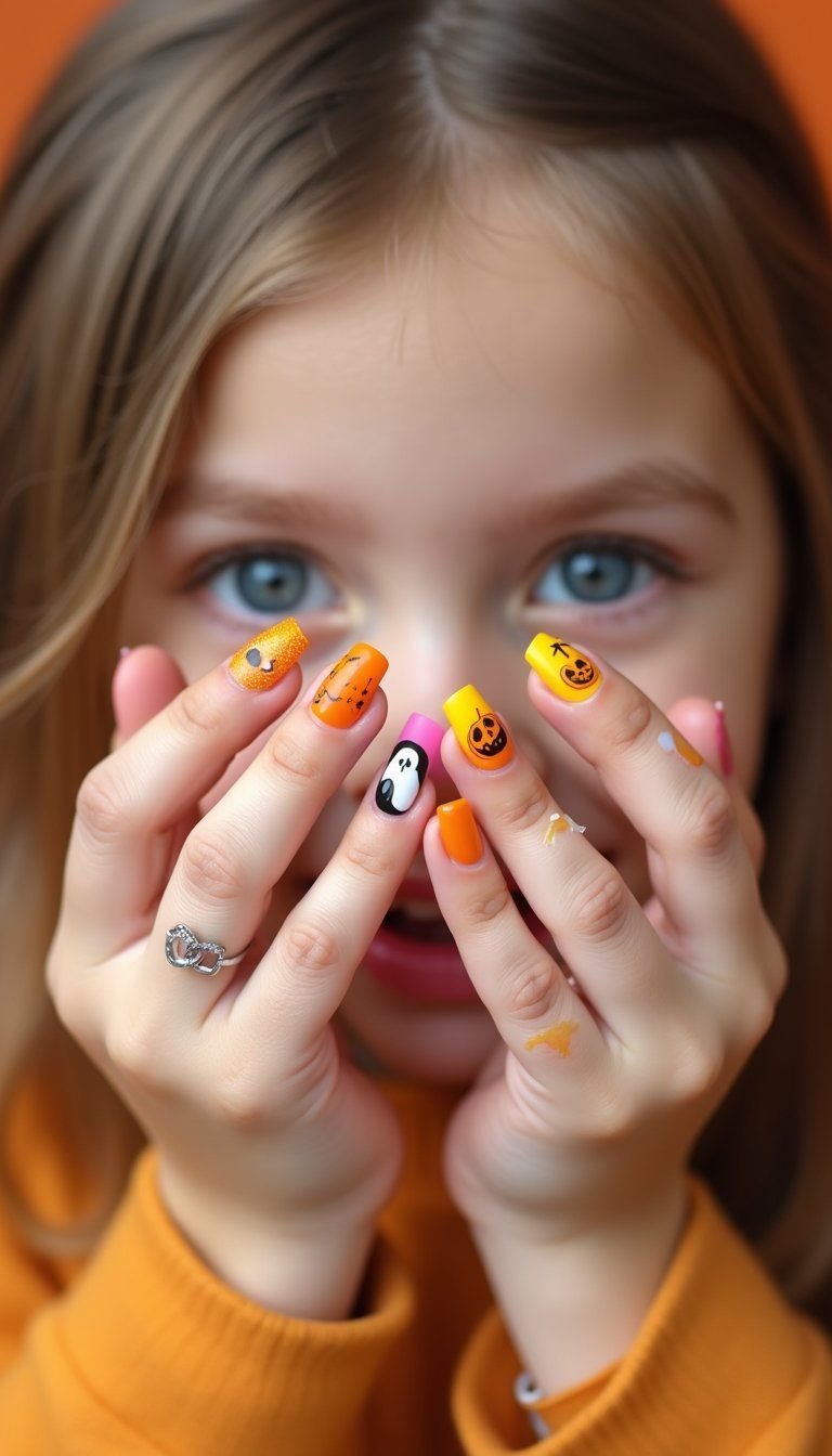 Kid-Friendly Halloween Stickers And Washable Polish Look