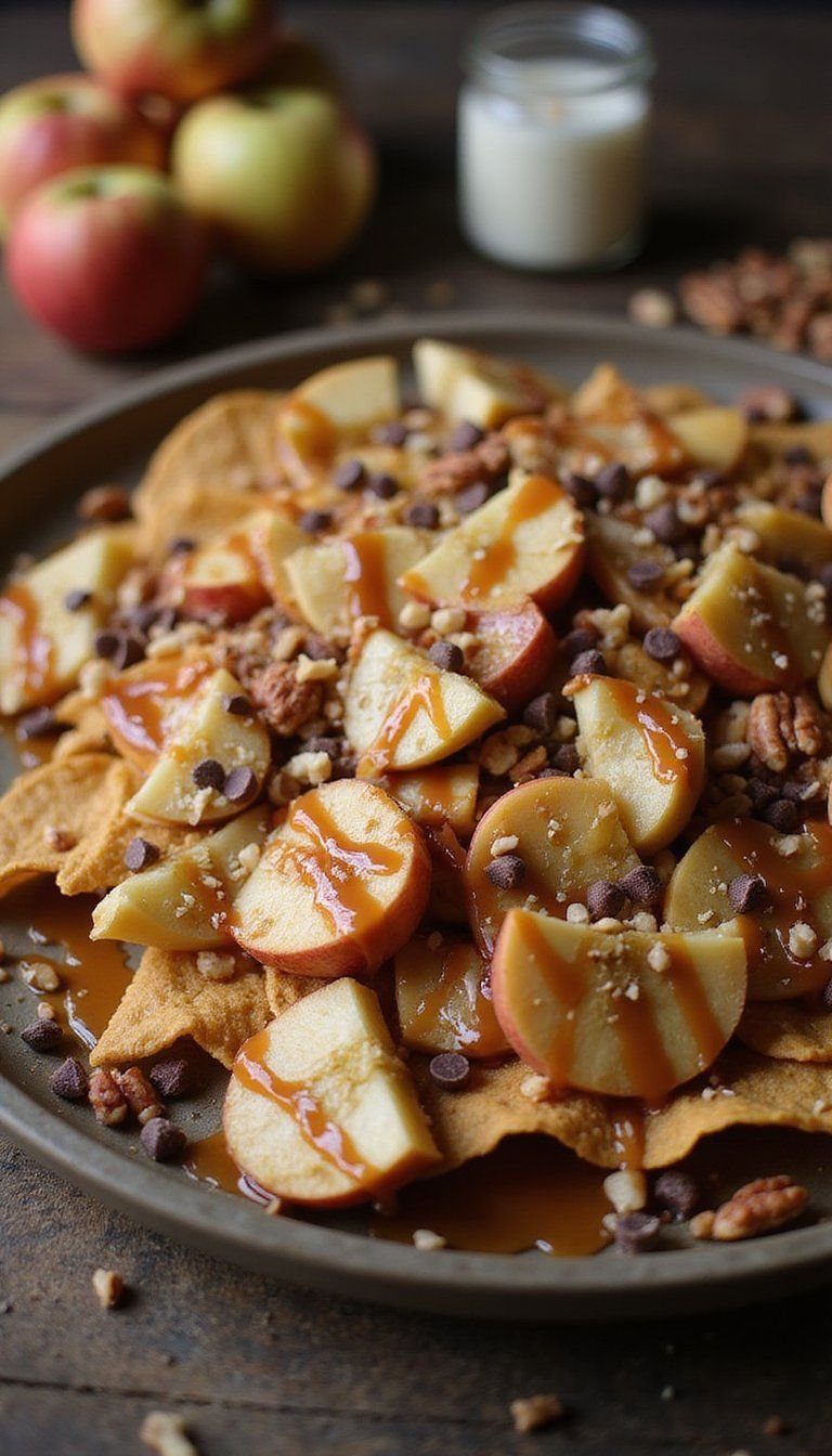 Caramel Apple Nachos With Autumn Spice Toppings
