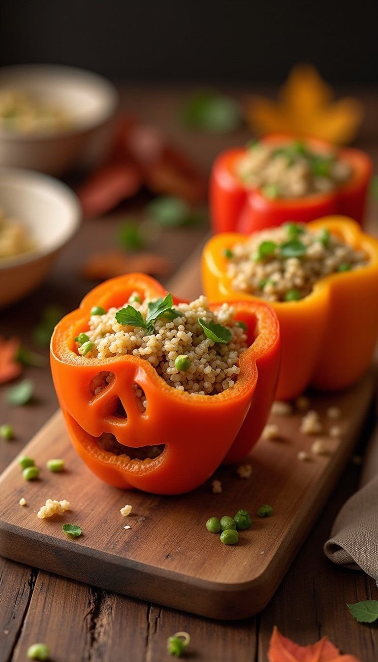 Mini Jack-O'-Lantern Stuffed Bell Peppers Platter