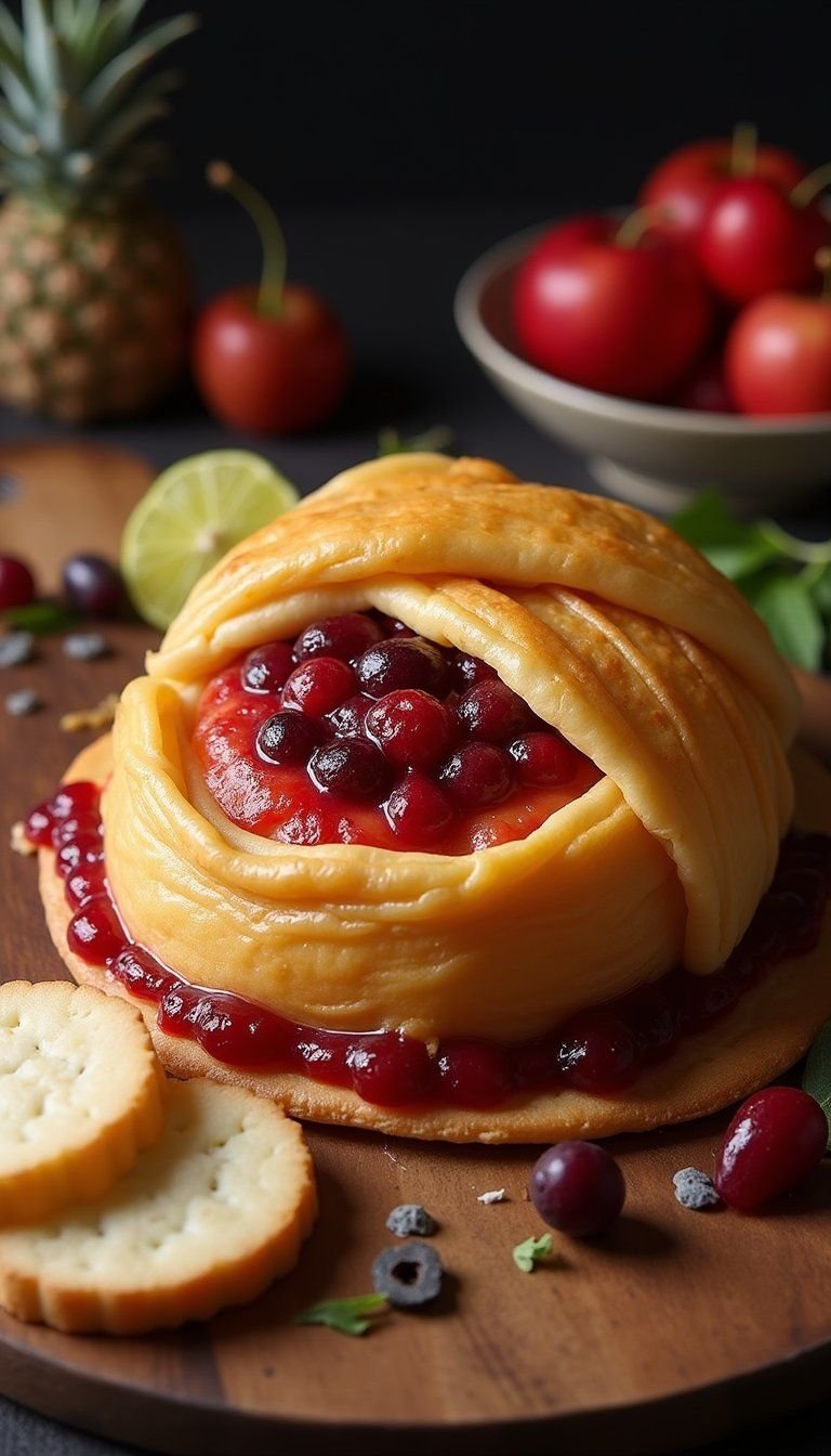 Mummy Brie En Croûte With Cranberry Glaze