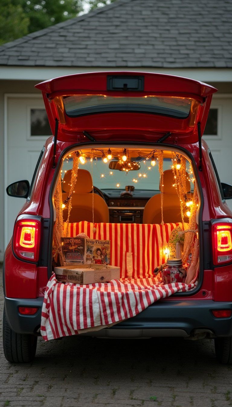 Vintage Circus Freakshow With Striped Tent