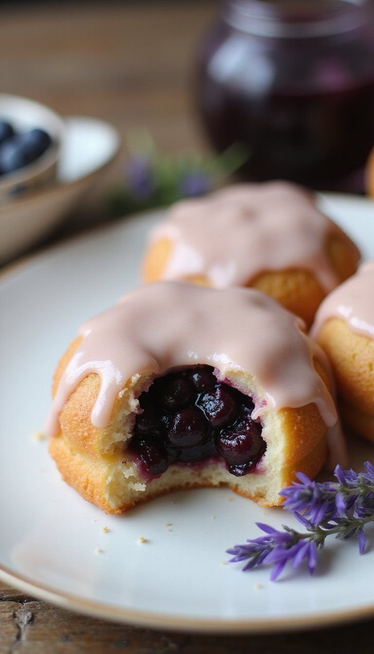 Blueberry Lavender Sufganiyot with Soft Glaze