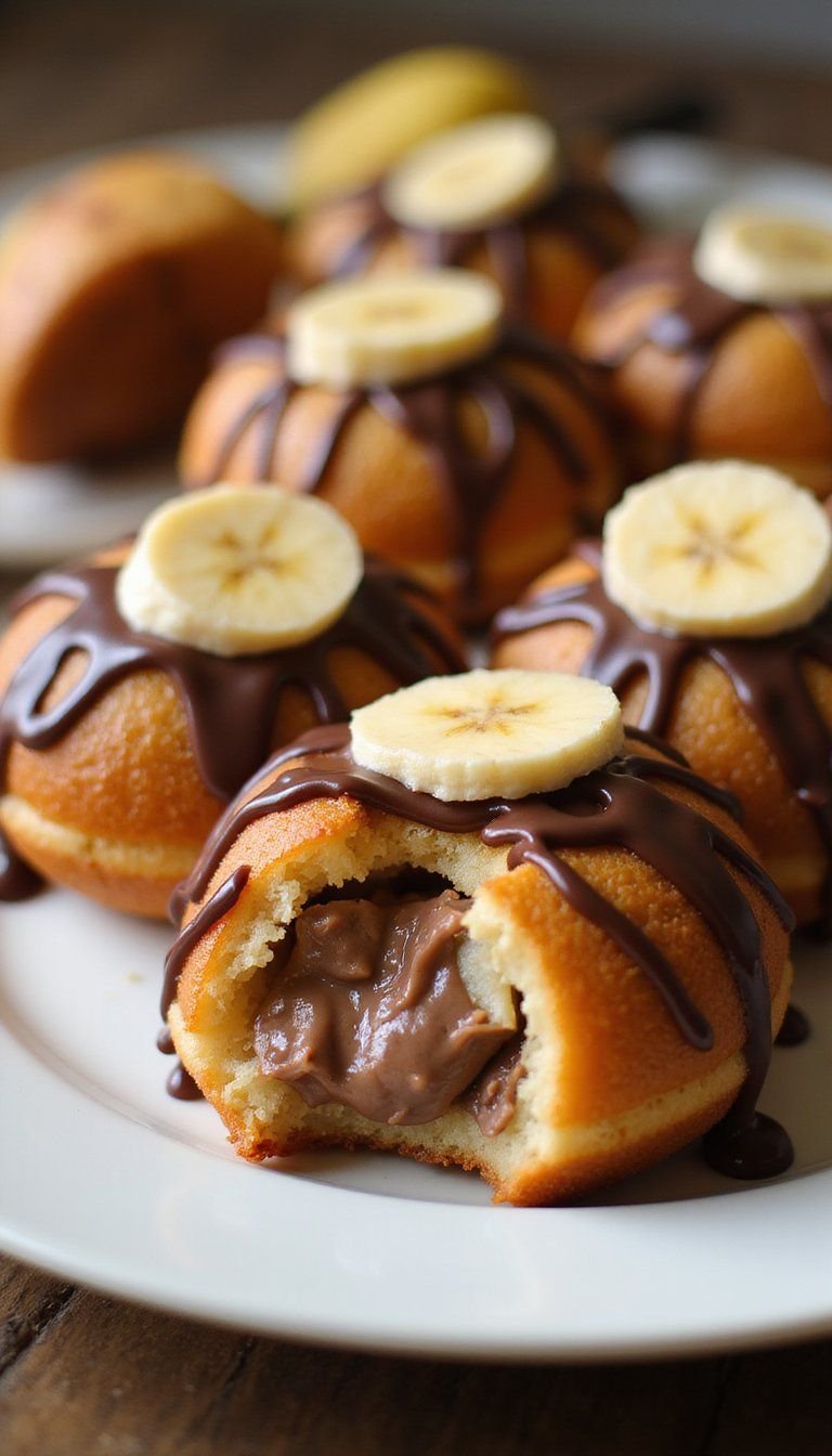 Nutella Banana Sufganiyot with Chocolate Drizzle