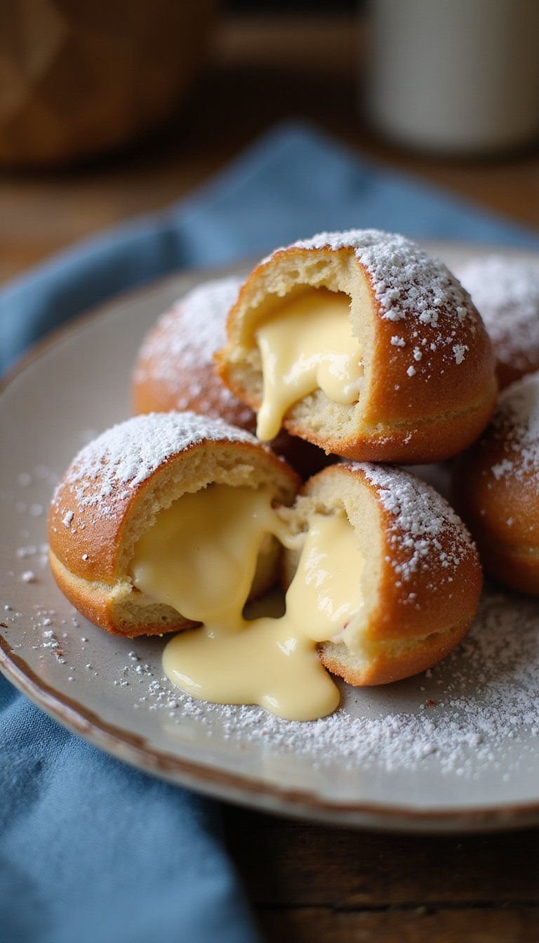 Silky Vanilla Custard Filled Hanukkah Sufganiyot for Brunch