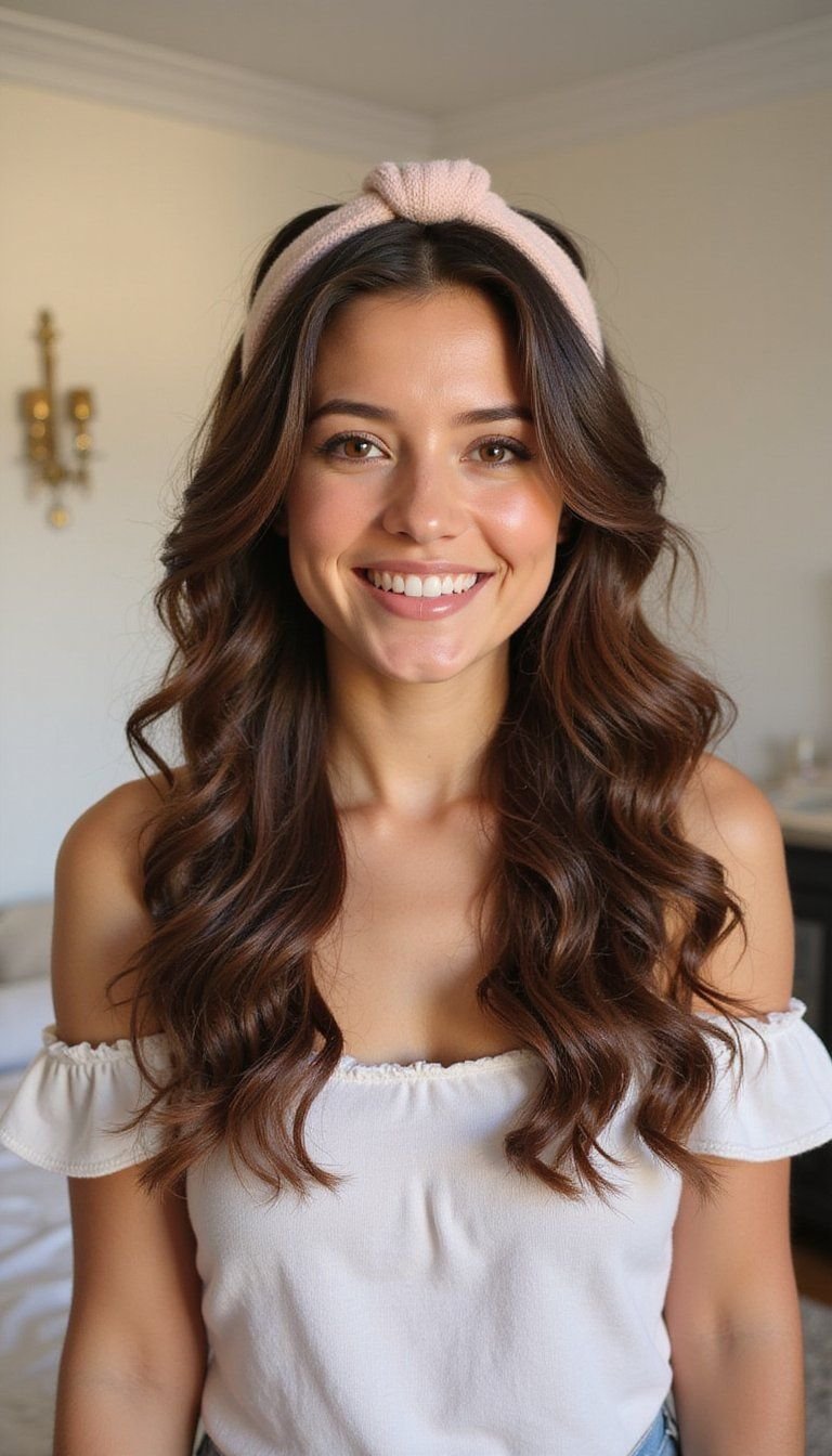 Headband Roll Curls For Effortless Retro Waves