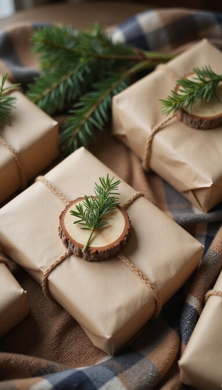 Rustic Kraft Paper With Pine And Twine