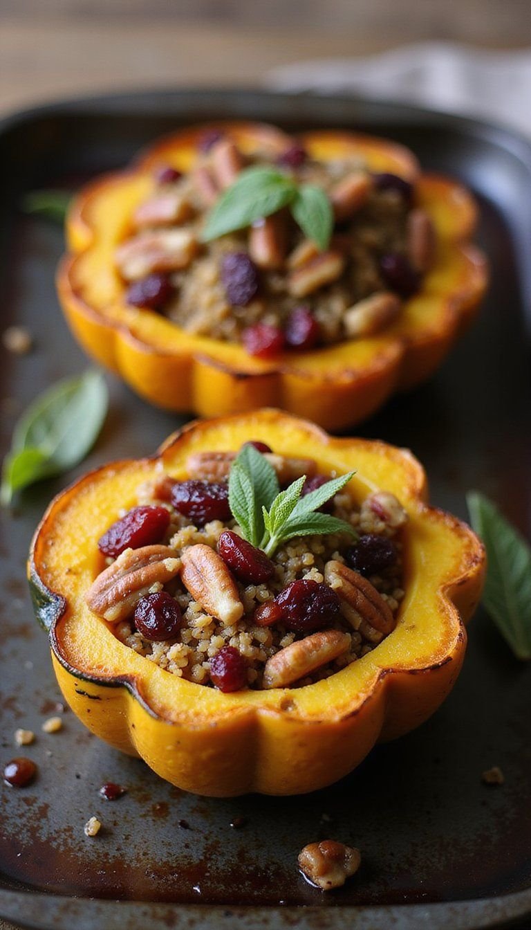 Baked Stuffed Acorn Squash with Quinoa Filling