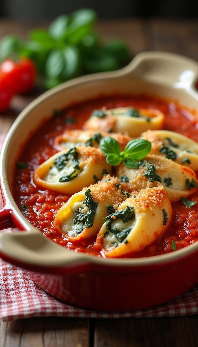 Cheesy Spinach and Ricotta Stuffed Shells