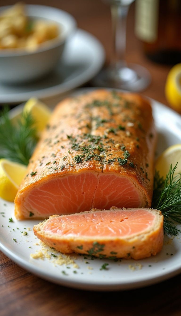 Herb-Crusted Salmon en Croûte with Lemon