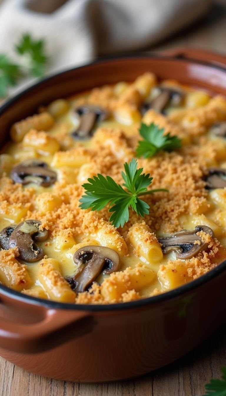 One-Pot Creamy Mushroom and Leek Pasta Bake