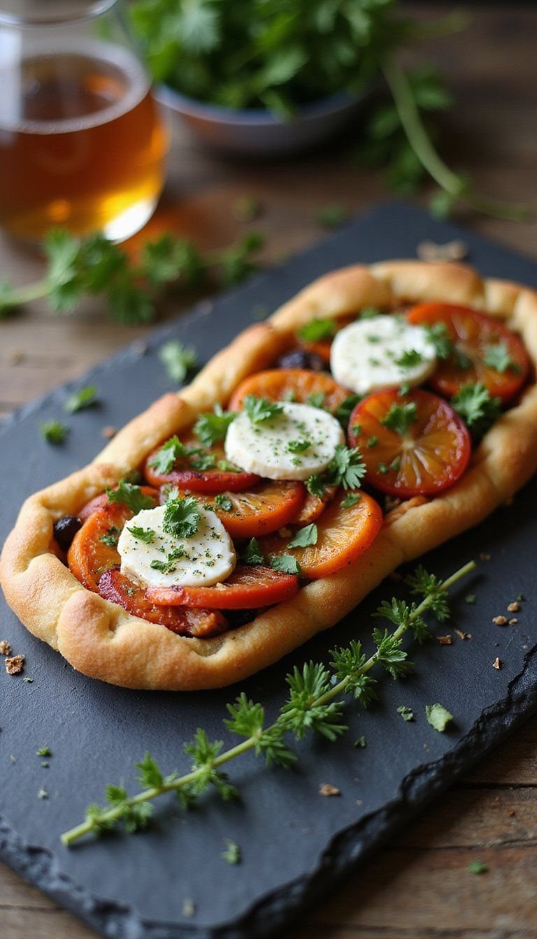 Roasted Vegetable and Goat Cheese Tart with Herb Glaze