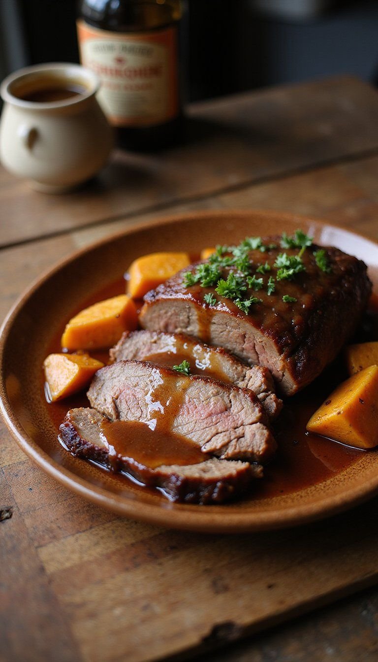 Slow-Cooker Maple-Bourbon Beef Brisket for Crowd
