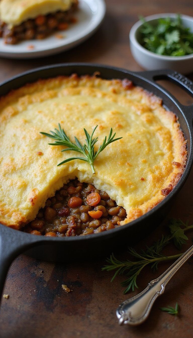 Vegetarian Lentil Shepherd’s Pie with Herb Crust