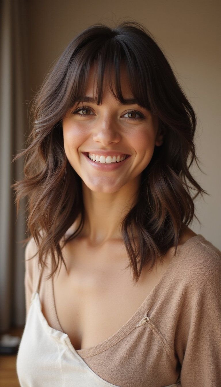 Soft Textured Hush Cut With Feathered Bangs