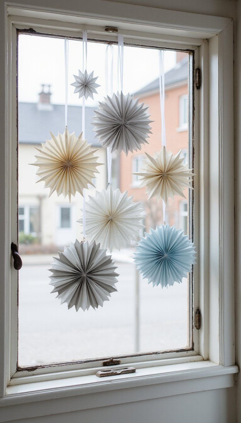 Handmade Paper Snowflake Window Display Festive