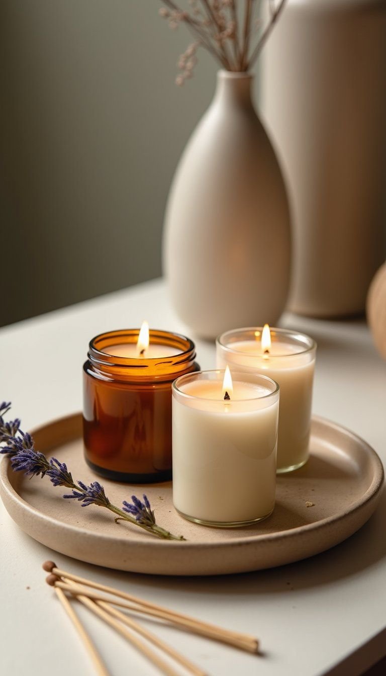 Scented Soy Candle Groupings With Trays