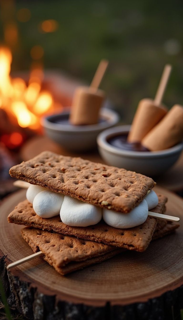 Campfire S'mores Ice Cream Bar With Toasted Marshmallows