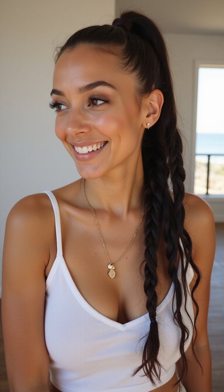 Side Ponytail With A Knotless Box Braid Twist