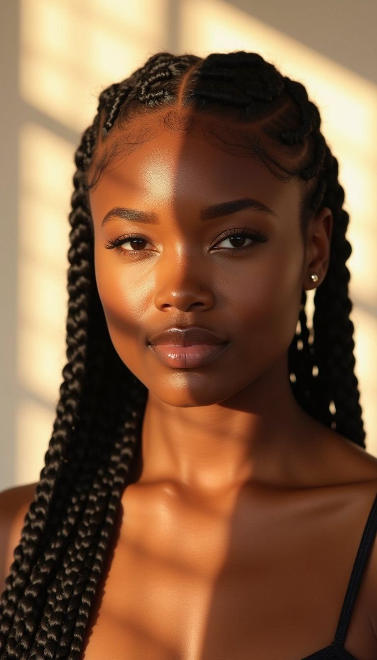 Zigzag Parted Knotless Box Braid Design