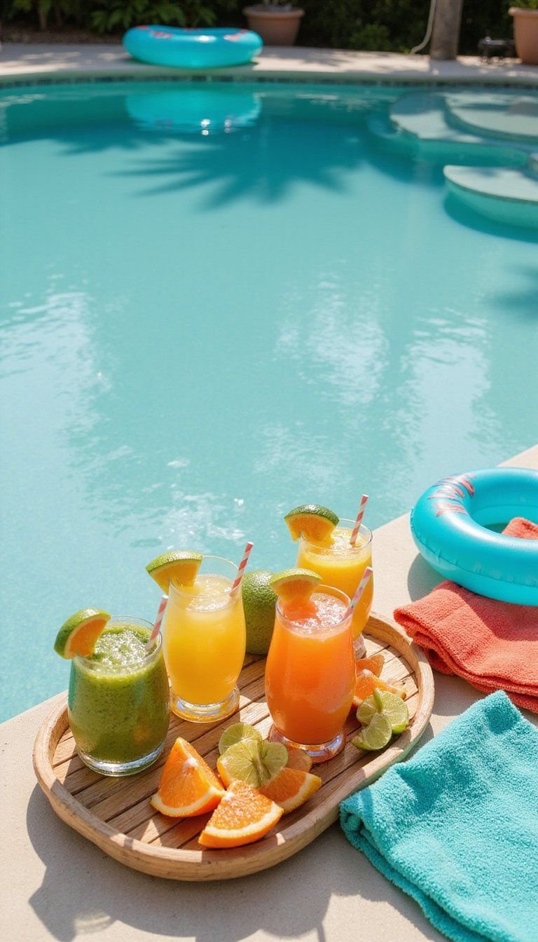 Poolside Float Party With Tropical Accents