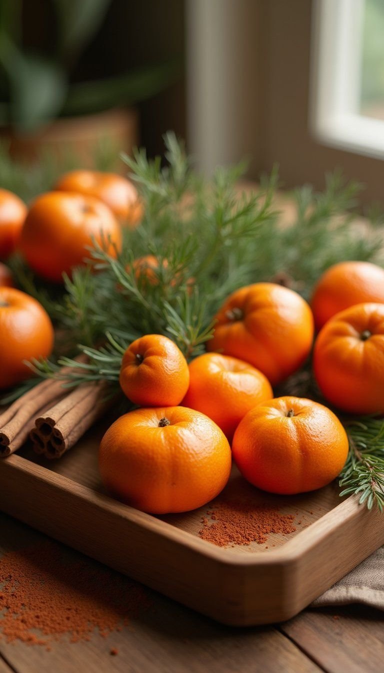 Mandarin Centerpiece with Pine and Citrus Accents