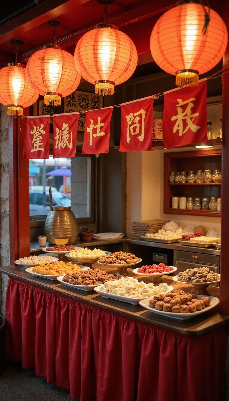 Mini Red Stall Dessert Corner For Guests