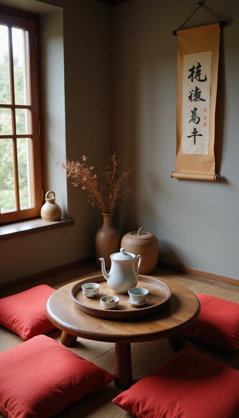 Tea Ceremony Nook With Low Table And Cushions