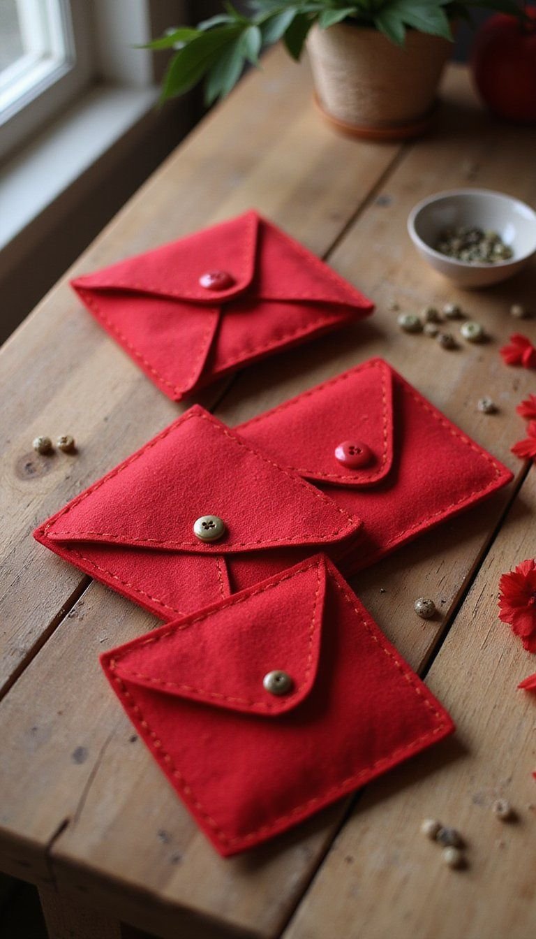 Felt Pocket Envelopes With Button Closure