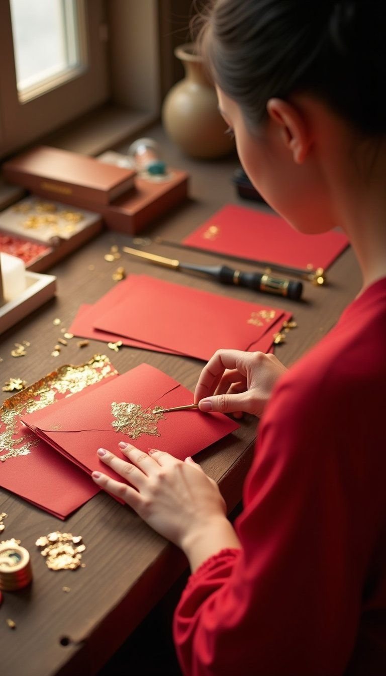 Handmade Paper With Gold Leaf Edge Envelopes