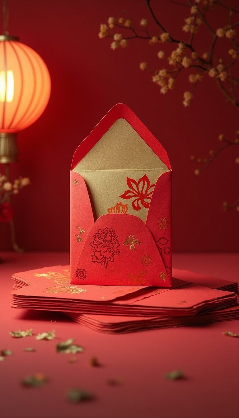 Laser-Cut Floral Envelopes With Gold Backing