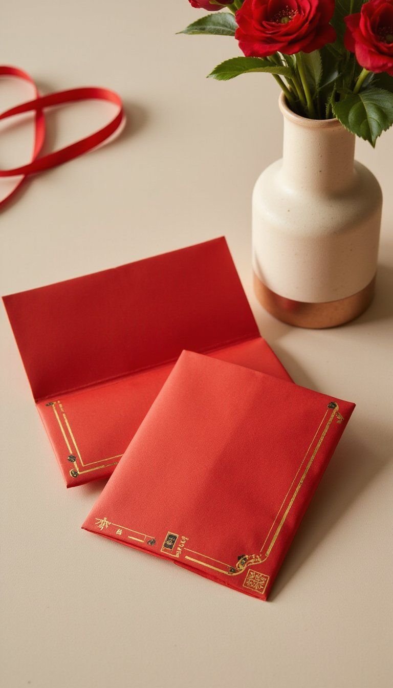 Minimalist Modern Red Envelope With Geometric Trim