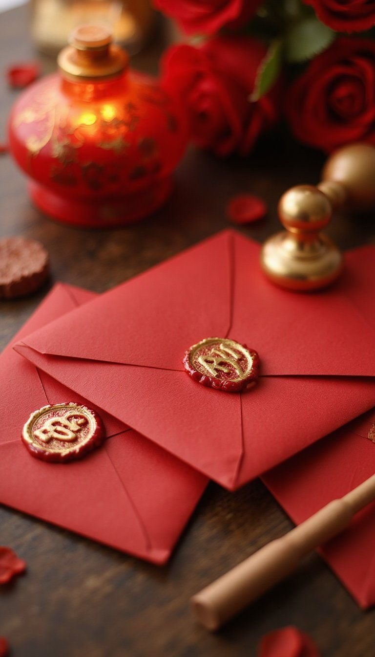 Wax Seal Monogram Envelopes For Elegant Blessings