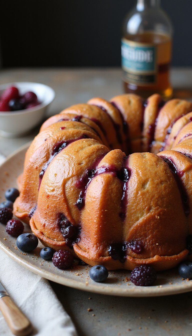 Berry Filled Bourbon Glaze King Cake