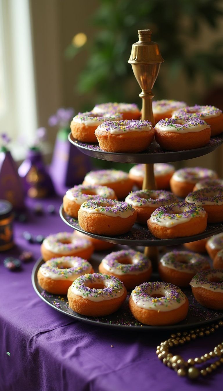 Mini Mardi Gras King Cakes For Party Favors