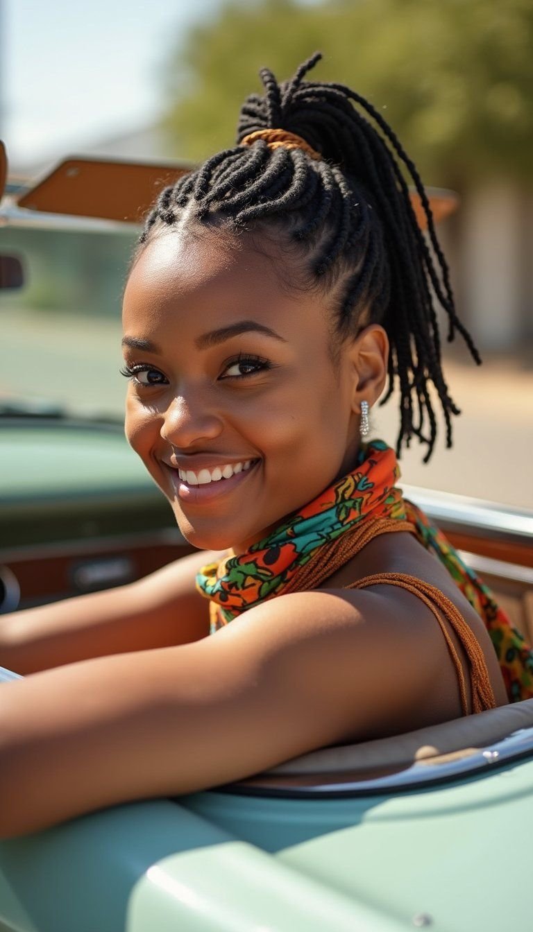 Twist Pony With Wrapped Scarf For Retro Flair