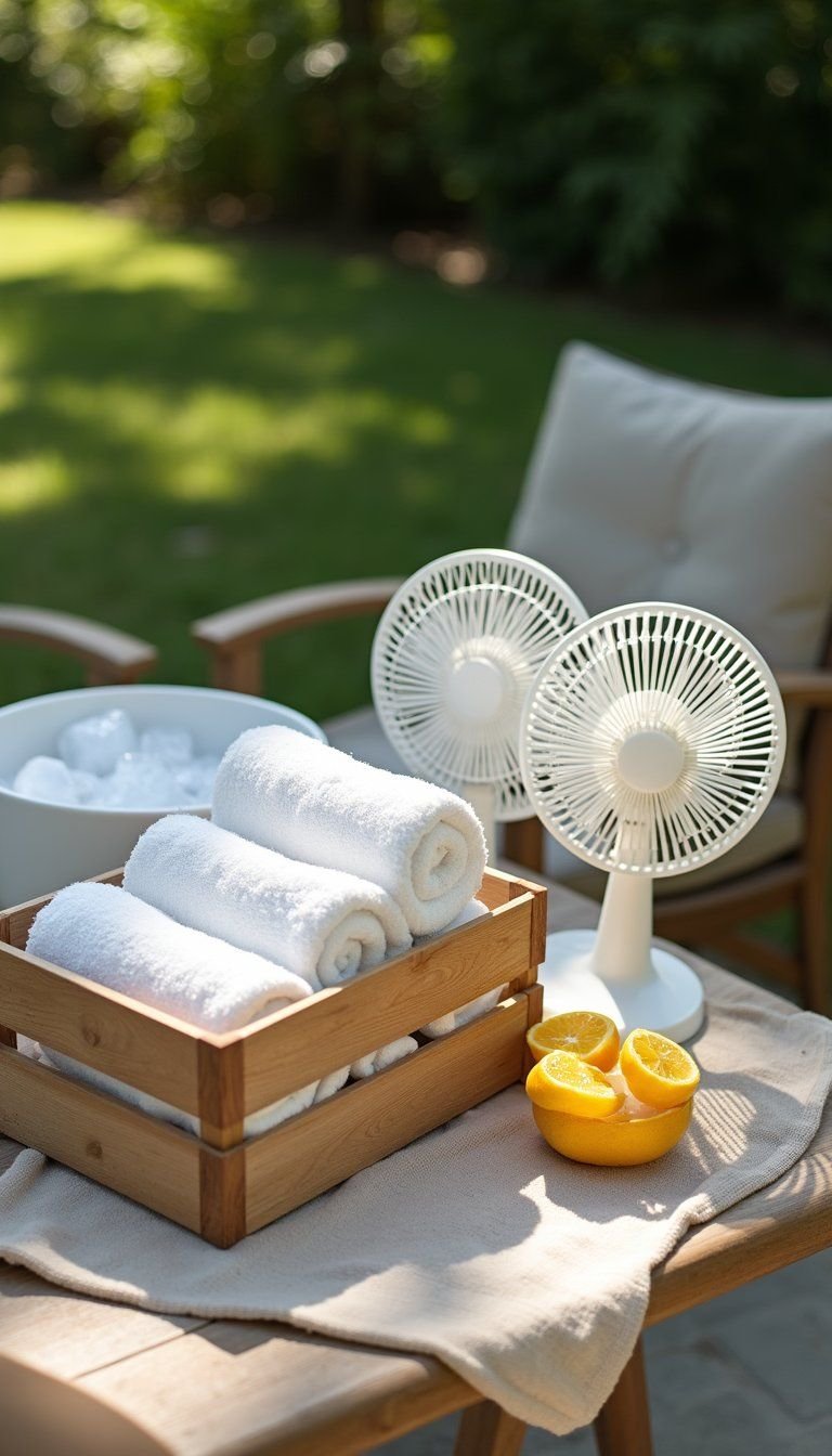 Cooling Station With Fans And Frozen Towels