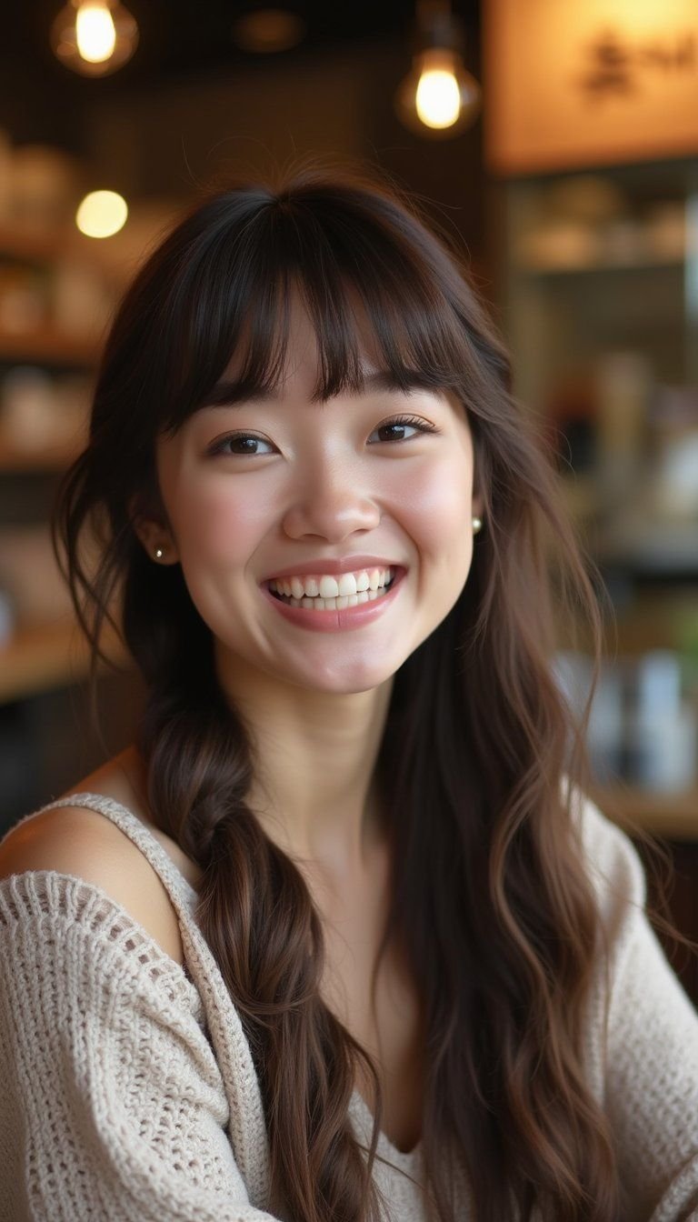 Face-Framing Micro Braids With Curtain Bangs