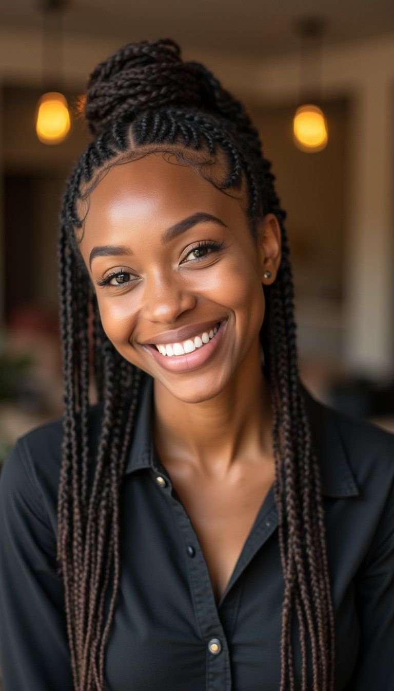 Short Micro Box Braids With Tapered Undercut