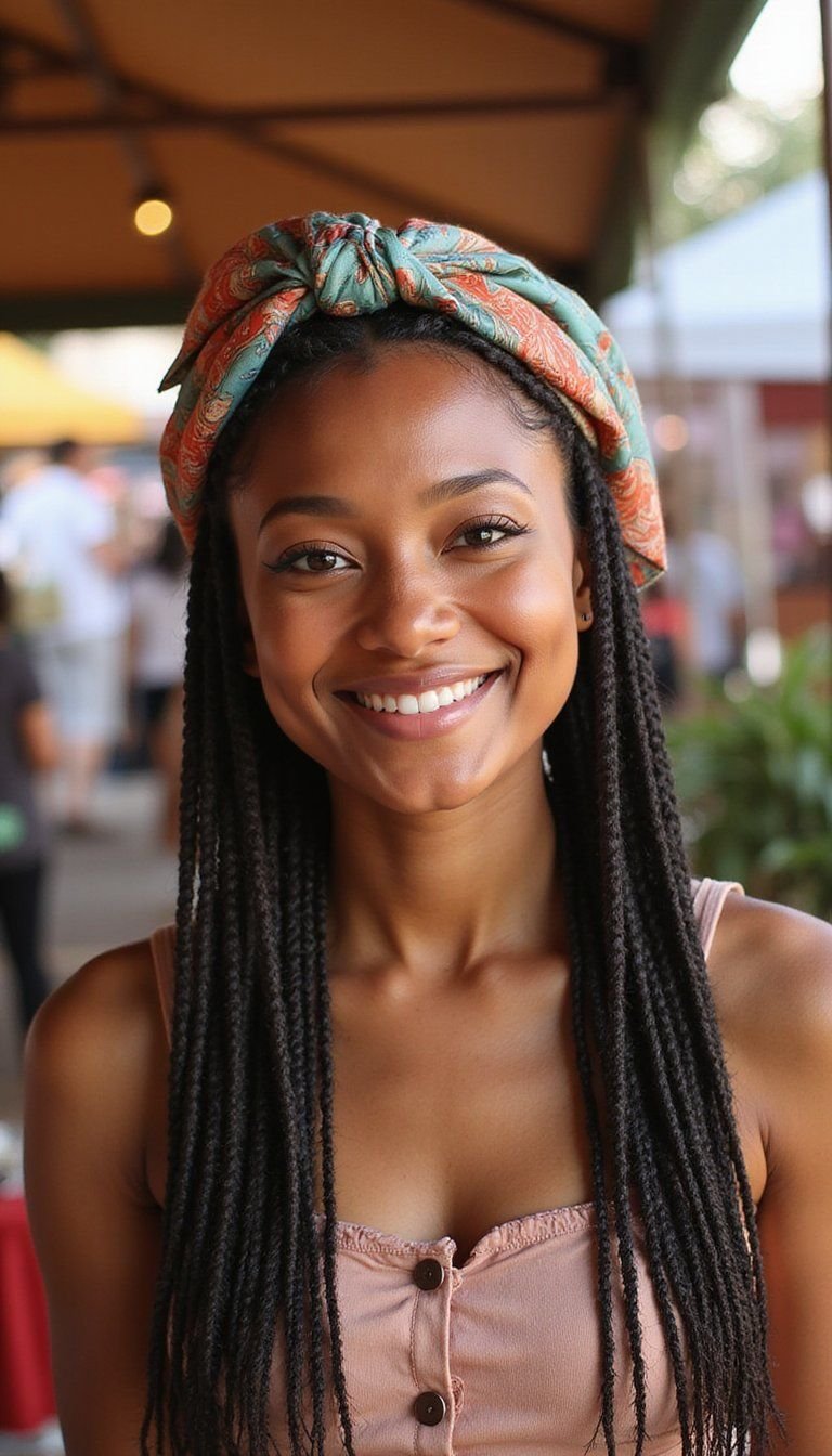 Silk Scarf Wrapped Micro Braids Chic Accent