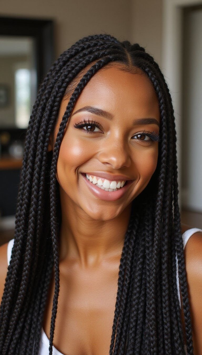 Sleek Micro Braids With High Gloss Finish