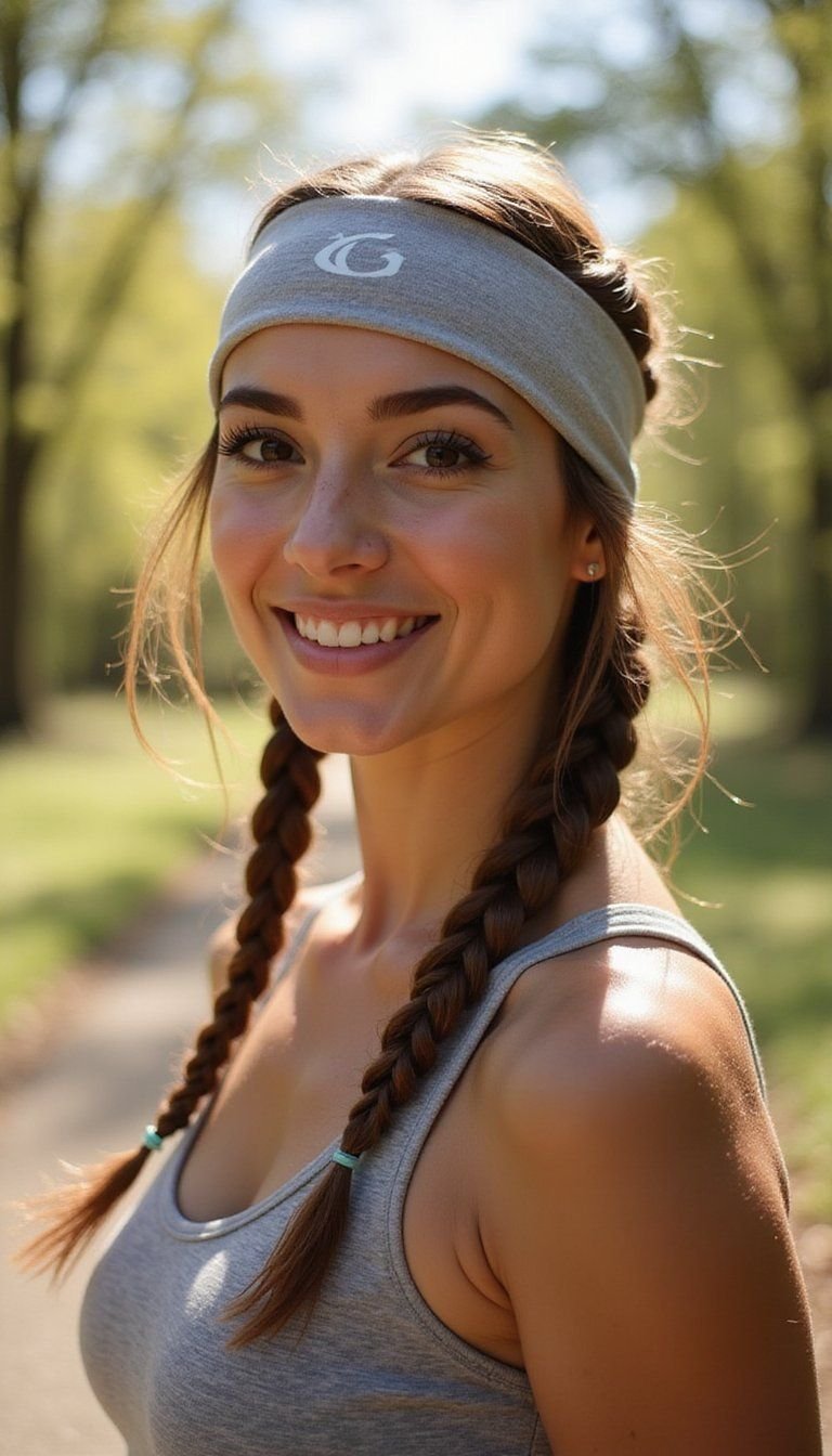 Sporty Micro Braids Pulled Back With Headband