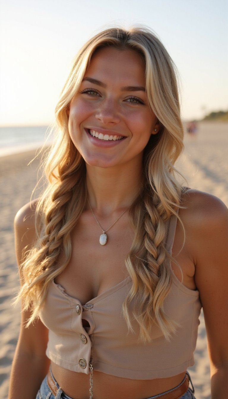 Sun-Kissed Blonde Micro Braids With Subtle Balayage