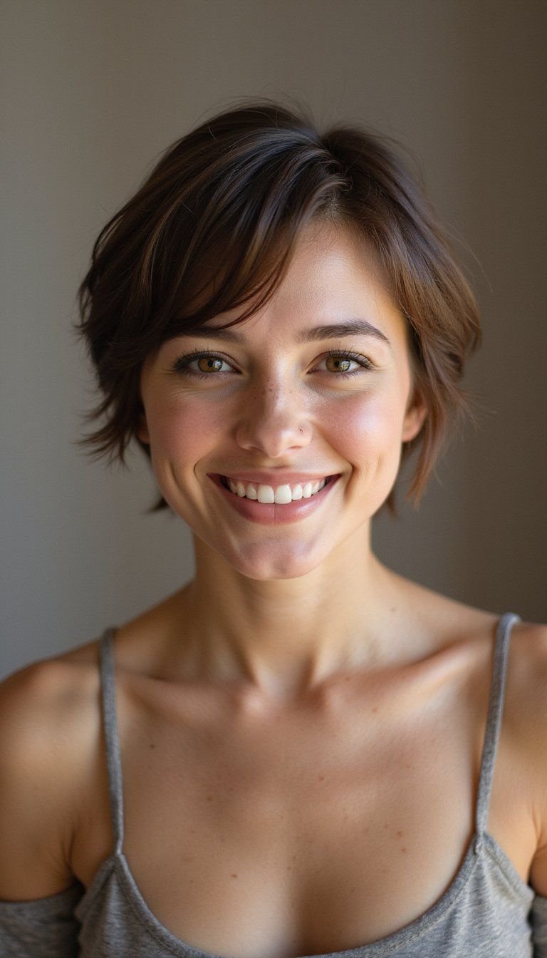 Middle Part For Short Pixie With Volume