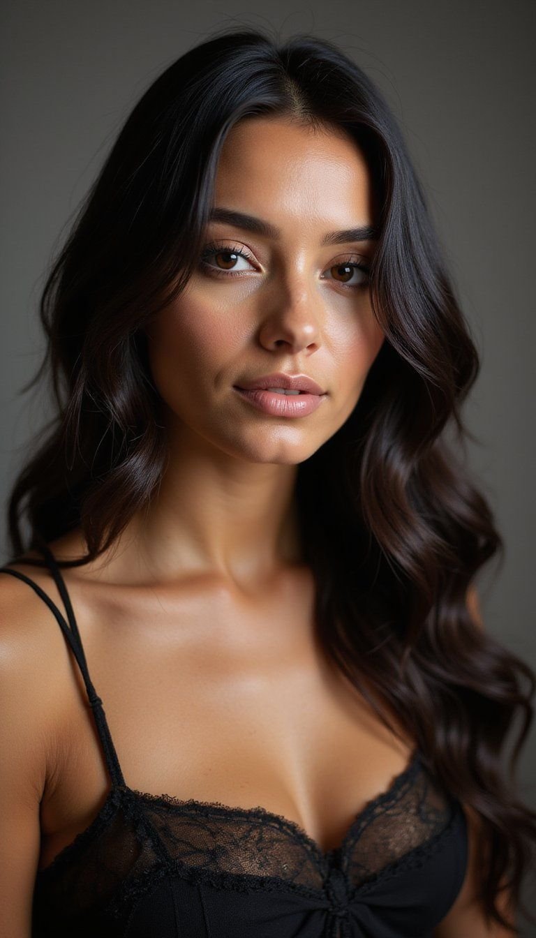 Middle Part With Sleek Wet-Look Finish