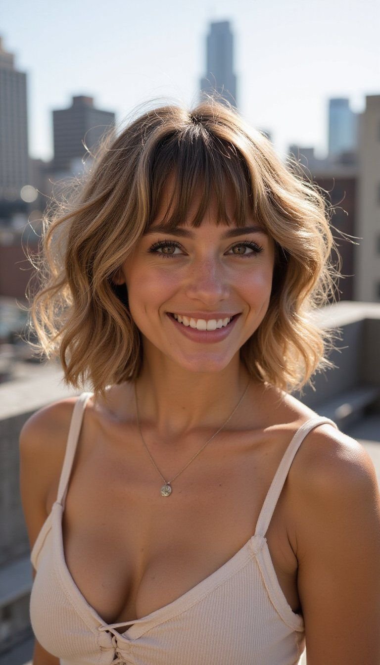 Tousled Center Part Bob With Lived-In Texture