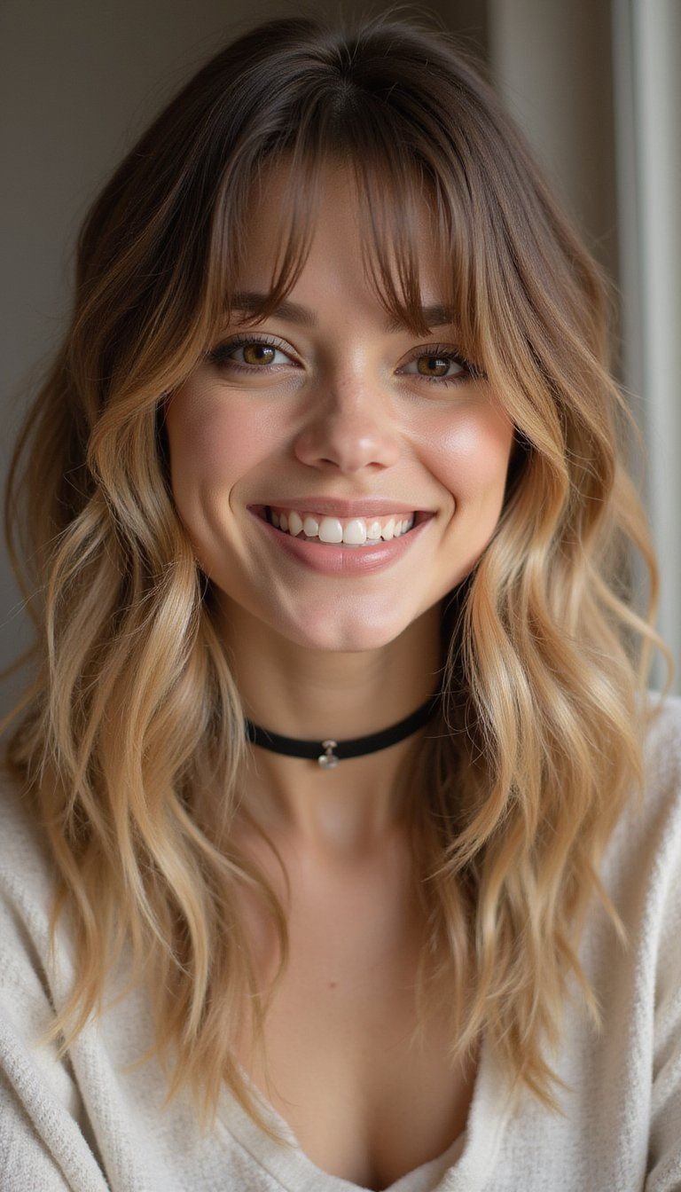 Soft Layered Mixie With Wispy Curtain Bangs